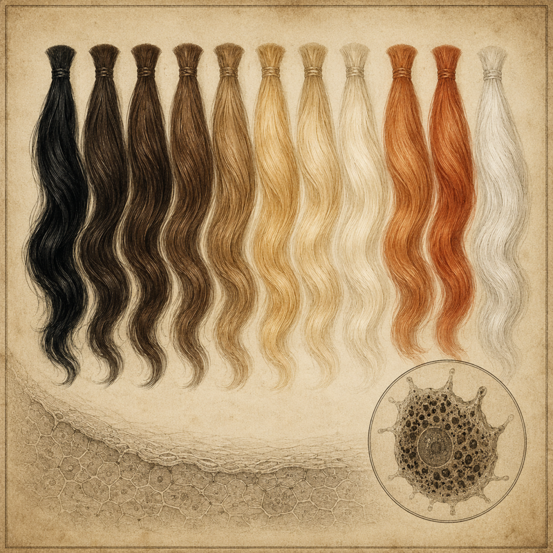 Vintage plate showing a spectrum of natural hair colors